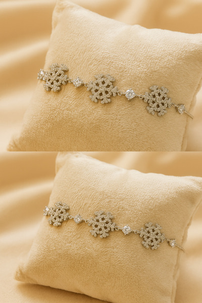 Z&T ACCESORIES سوار على شكل ندفة ثلج من الحجر الفضي اللون