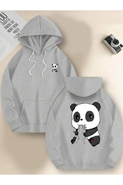 LAVİTTA Unisex Printed Cute Panda Drawing Sweatshirt