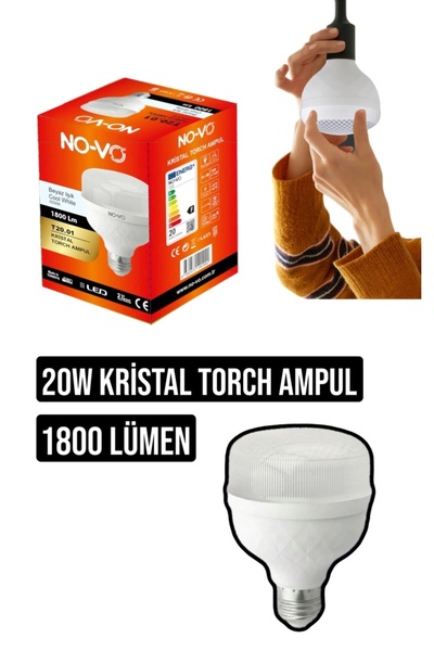 No-vo 20W Kristal Torch Ampul 6500K Beyaz Işık