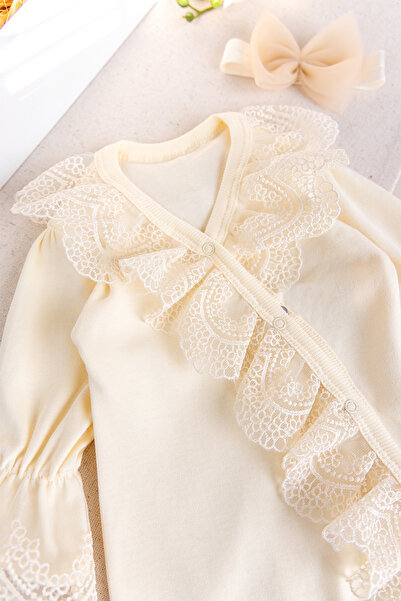 Babymod Lace-Trimmed 100% Cotton Baby Girl Romper