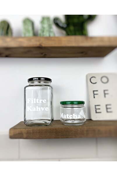 Atölye Merdiven Jar for Filter Coffee Glass Decorative Pantry Coffee Jar Tea Sugar Jar Coffee with Label