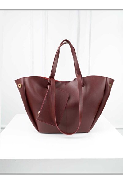 ÖZÜM TAKI Women's Large Size Arm and Shoulder Bag Burgundy