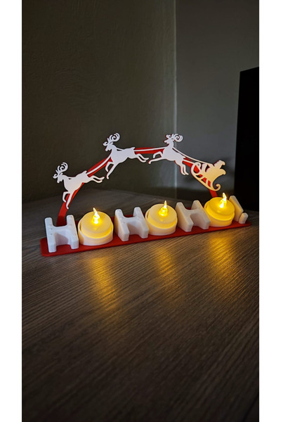 HyperDesign LED Işıklı HoHoHo Noel Dekoru – Ren Geyiği ve Noel Baba Siluetli ...