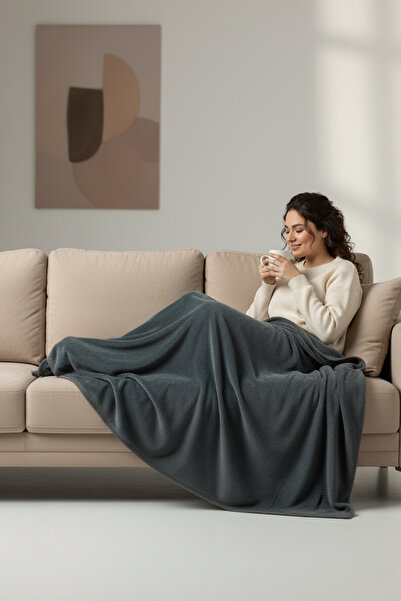 Senpai Evoria Wellsoft Plush Double Tv Blanket 200X220Cm |   Anthracite