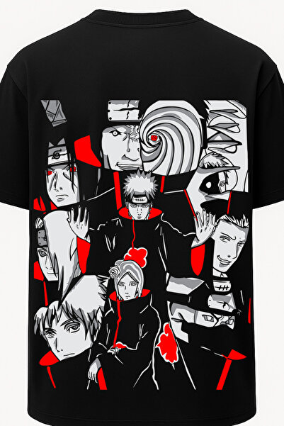 nirvoda Oversized Naruto - Akatsuki Team Printed T-Shirt - Large Print - Wide Cut