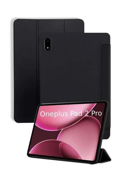 HYX Smart Case For OnePlus Pad 2 Pro - Folio Tri-fold Leather Magnetic Stand Cover - Black