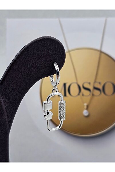 Mosso Steel أقراط فضية اللون من الفولاذ على شكل نجمة مربعة من الزركون من شوبينغ