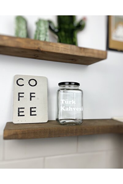 Atölye Merdiven Jar for Turkish Coffee Glass Decorative Food Storage Jar Coffee Jar Tea Sugar Jar with Coffee Label