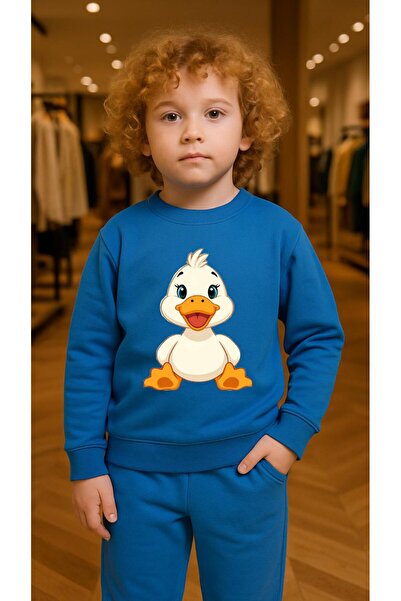 playwear Παιδικό Φούτερ Σετ με στάμπα CUTE DUCK για Κορίτσια και Αγόρια, με λ...