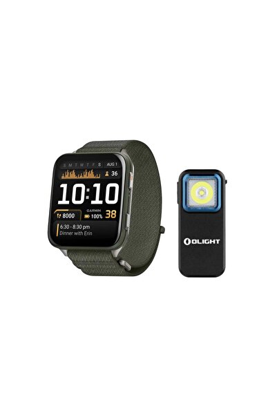 Garmin Venu X1 Moss, Titanyum Kasa Arkalığı ve Moss ComfortFit Naylon Bant Pa...