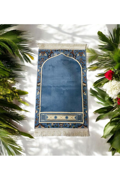 GENERAL سجاده صلاه محراب إمام الحرم - سماوي - 4 ملِ متوسط - حقيبة قماش ( مجانية )