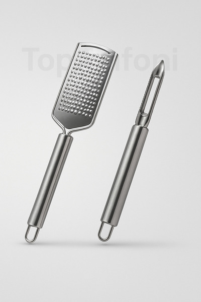TOPTANFONİ طقم مكون من قطعتين من مبشرة معدنية / أداة تقشير - طقم أدوات مطبخ