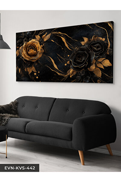 Evinemoda Zlatna i crna ruža na jednom platnu - Slika na platnu