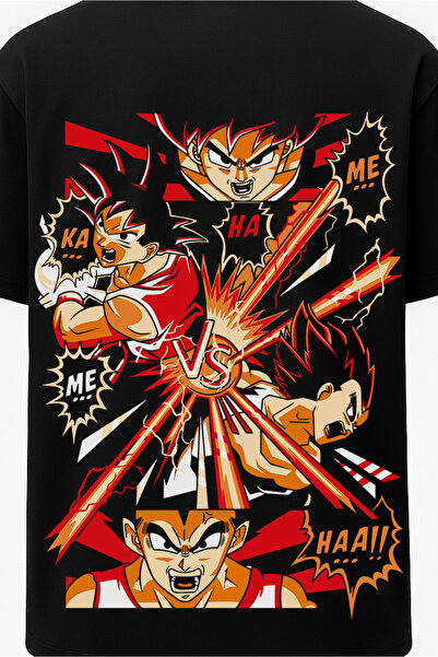 nirvoda Oversized Dragon Ball Kamehameha Printed T-Shirt - Large Print - Wide Cut