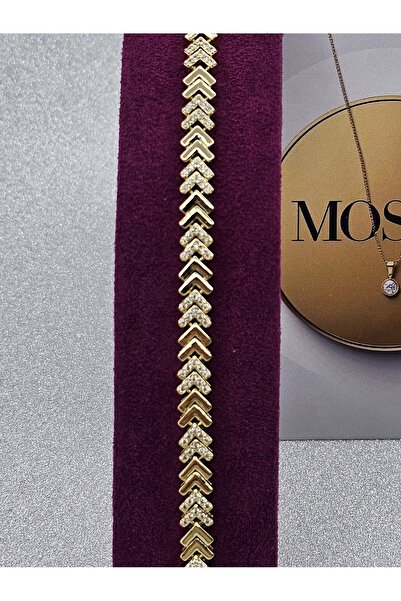 Mosso Steel سوار فولاذي ذهبي اللون مرصع بأحجار الزركون على شكل حرف V من شوبينغ