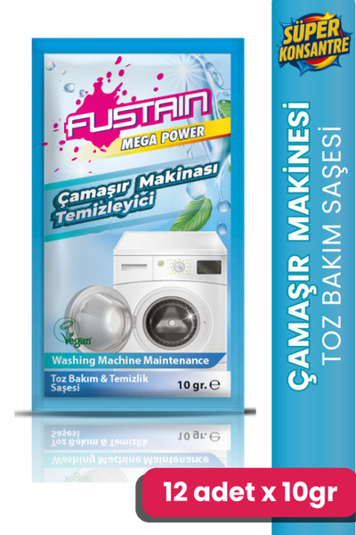 FUSTAIN ÇAMAŞIR MAKİNESİ TEMİZLEYİCİ TOZ BAKIM SAŞESİ 12 ADET SAŞE