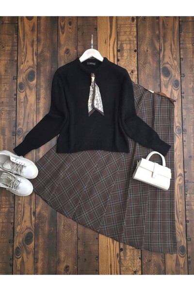 ŞAHİN TESETTÜR GİYİM FULARLI YUMOŞ KAZAK 8169