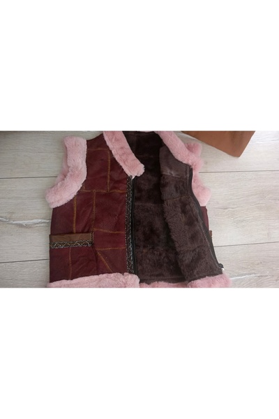 ErenAksesuar Genuine Lambskin and Sewn by Post Children's Leather Vest