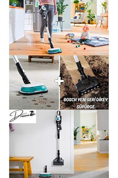 Bosch Drmz En Güçlü Unlimited 7 ProHygienic Aqua White Süpürme+Silme,Şarjlı Dikey Süpürge +10 YIL GARANTİ
