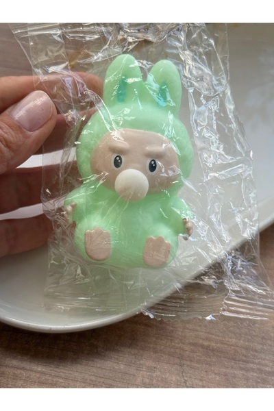 Blotch Plastic Chewing Gum Inflatable Soft Kawaii Green Color Labubu Squeezable Toy 9cm