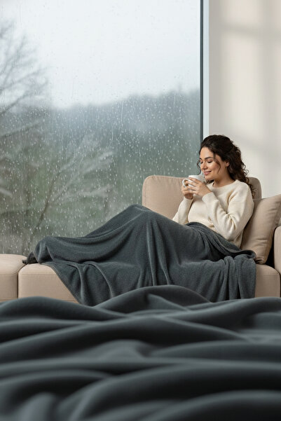 Senpai Evoria Wellsoft Plush Double Tv Blanket 200X220Cm |   Anthracite