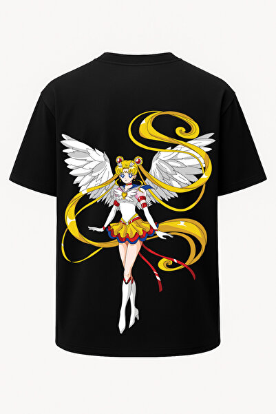 nirvoda Oversized Sailor Moon Printed T-Shirt - Large Print - Wide Cut