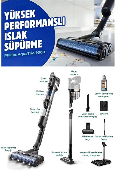 Philips 9000 Serisi AquaTrio Islak&kuru Kablosuz Dikey Süpürge, Kendini Temizleme Özelliği