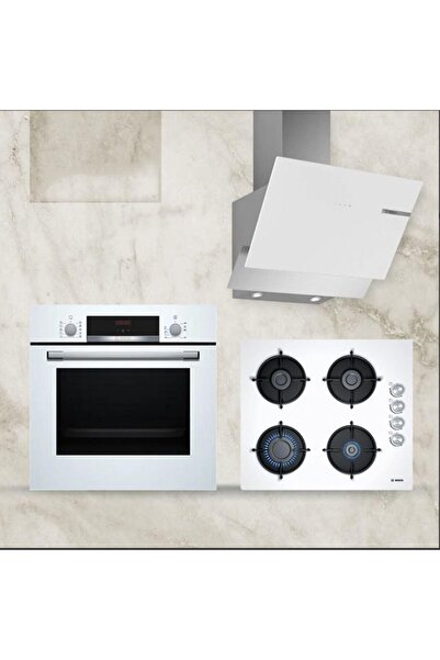 Bosch Ankastre Cam Set Beyaz DWK65AD20R + HBF514BW1T + POP6C2O10O