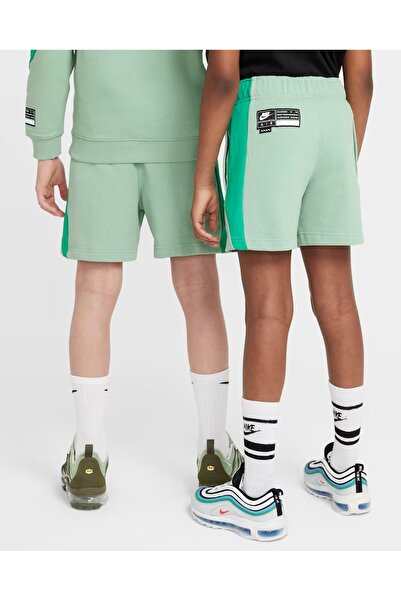 Nike Παιδικό βαμβακερό σορτς unisex από fleece πράσινο - Πλαϊνή τσέπη με φερμουάρ casual σχέδιο- HF8808-037