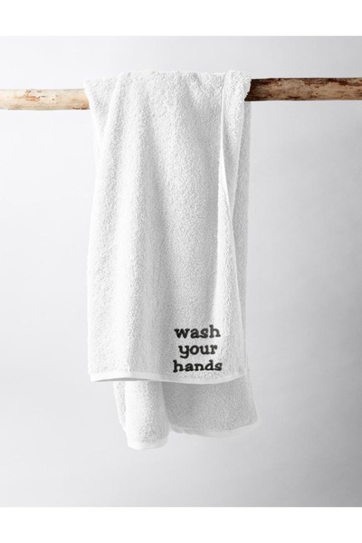 LIWOGY Wash Your Hands Embroidered Hand & Face & Hair Towel / Cotton Towel
