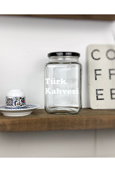 Atölye Merdiven Turkish Coffee Filter Coffee 2-Piece Glass Storage Jar Set Kitchen Decoration Coffee Corner Box