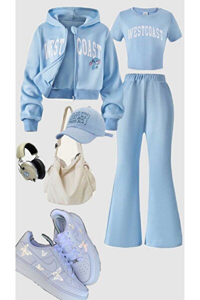 VESTIR BIEN West Coast Baskılı 3 lü Bebe Mavi Renkli Kışlık Takım
