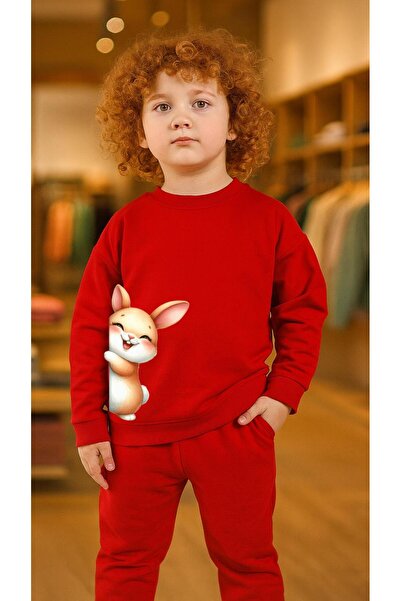 playwear سترة رياضية للأطفال SARILAN TAVŞAN مطبوع فتاة ولد برقبة دائرية 3 4-5...