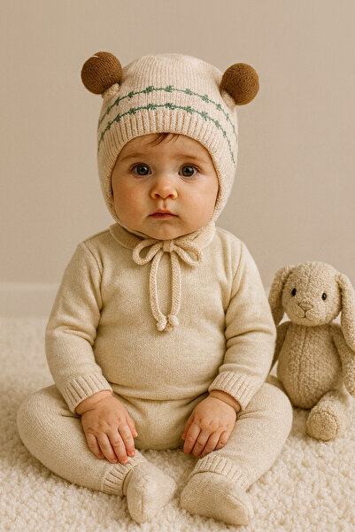 greenmoss Knitted Outer Part, 100% Cotton Inner Part Baby Beanie