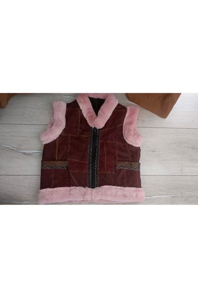 ErenAksesuar Genuine Lambskin and Sewn by Post Children's Leather Vest