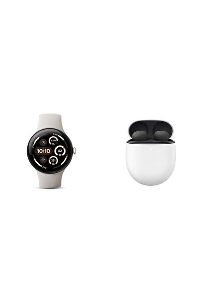 Google Paketi - Pixel Watch 3 (Cilalı Gümüş - Porselen Kordon - 45 mm WiFi) ve Pixel Buds Pro 2 Kula