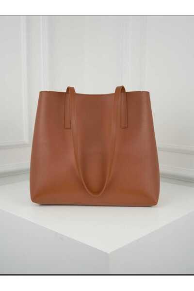 ÖZÜM TAKI Women's Large Size Shoulder Bag Brown
