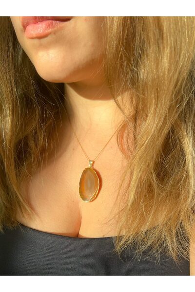 Moonlight Jewelry Colier cu pandantiv „Gold Loam” – Agat galben