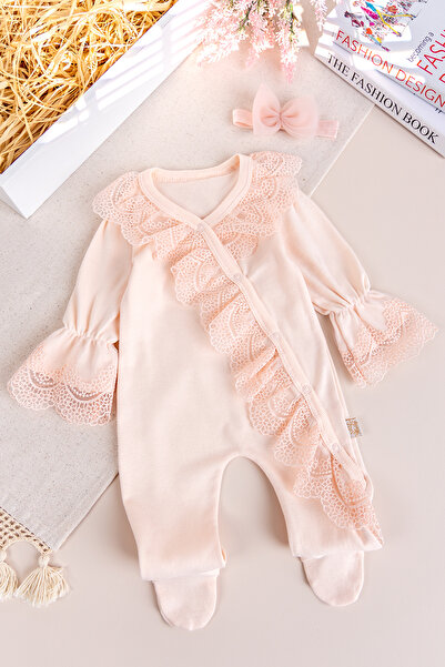 Babymod Lace-Trimmed 100% Cotton Baby Girl Romper
