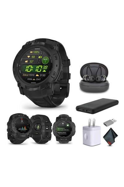 Garmin Instinct 3 Taktik Sürümü AMOLED 50mm Ekran, USB Duvar Şarj Cihazı ile ...