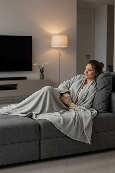 Senpai Evoria Wellsoft Plush Double Tv Blanket 200X220Cm |   Light Grey