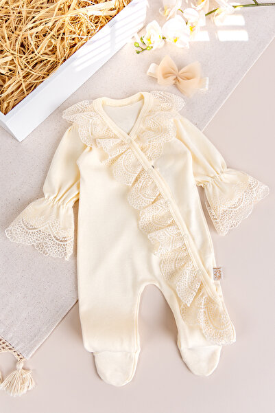 Babymod Lace-Trimmed 100% Cotton Baby Girl Romper