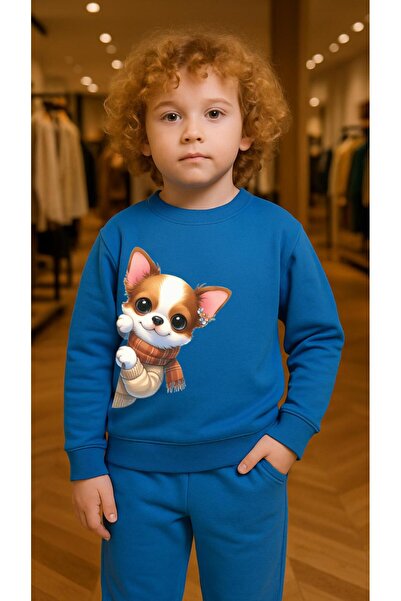 playwear Παιδικό Φούτερ Σετ Ρούχων MASTİ με Στάμπα για Κορίτσια και Αγόρια, Λ...