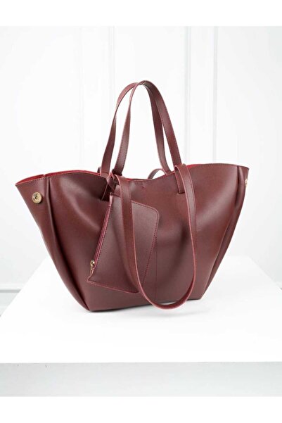 ÖZÜM TAKI Women's Large Size Arm and Shoulder Bag Burgundy