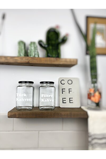 Atölye Merdiven Turkish Coffee Filter Coffee 2-Piece Glass Storage Jar Set Kitchen Decoration Coffee Corner Box