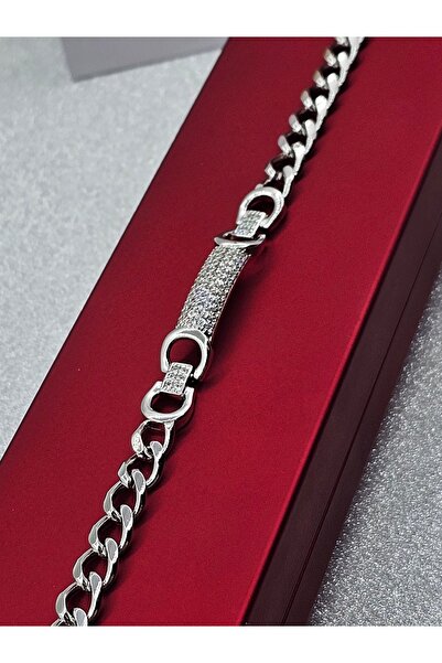 Mosso Steel Xuping Silver Color Chain Model Steel Bracelet with Zircon Stone ...