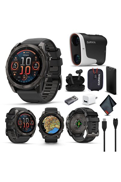 Garmin Fenix 8 51MM AMOLED Safir Premium Çoklu Spor GPS Akıllı Saat Gri Silikon Bantlı Karbon Gri