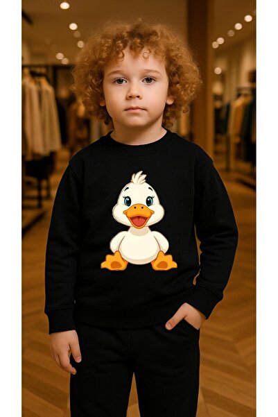 playwear Παιδικό Φούτερ Σετ με στάμπα CUTE DUCK για Κορίτσια και Αγόρια, με λ...
