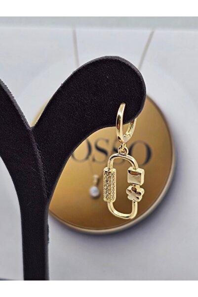 Mosso Steel Xuping Zircon Star Square Model Gold Color Steel Earrings