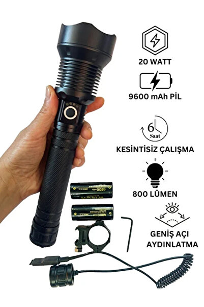 Genel Markalar Wison WS-5412 Tüfek Feneri, Geniş Açı Avcı El Feneri 20 Watt